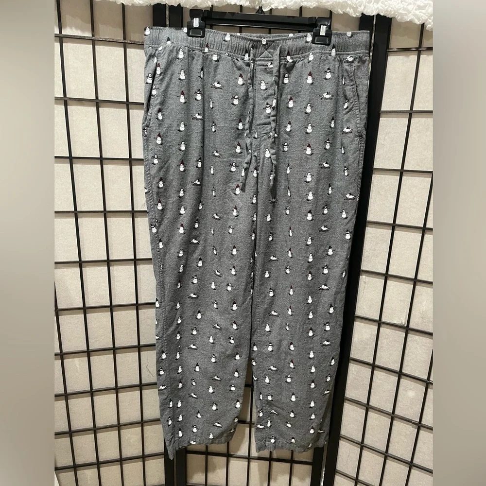 J. Crew Charcoal  FLANNEL SNOWMAN PRINT, PAJAMA PANTS SIZE XL